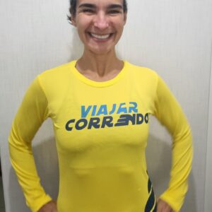 Camiseta de Corrida Manga Longa Feminina Amarela Frente