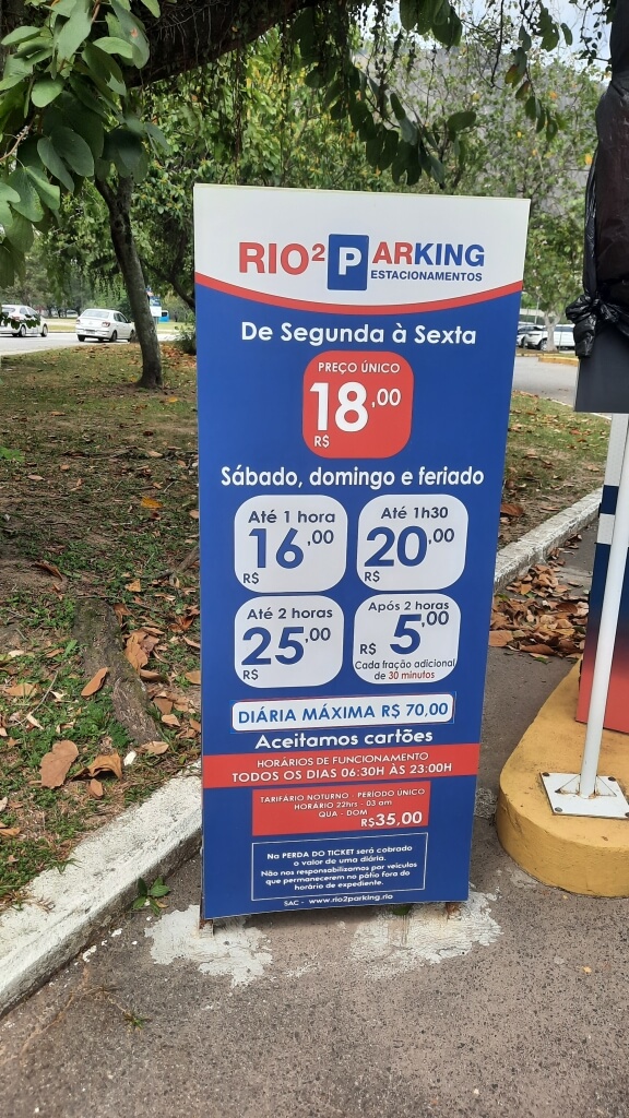 Valor estacionamento na Lagoa Rodrigo de Freitas