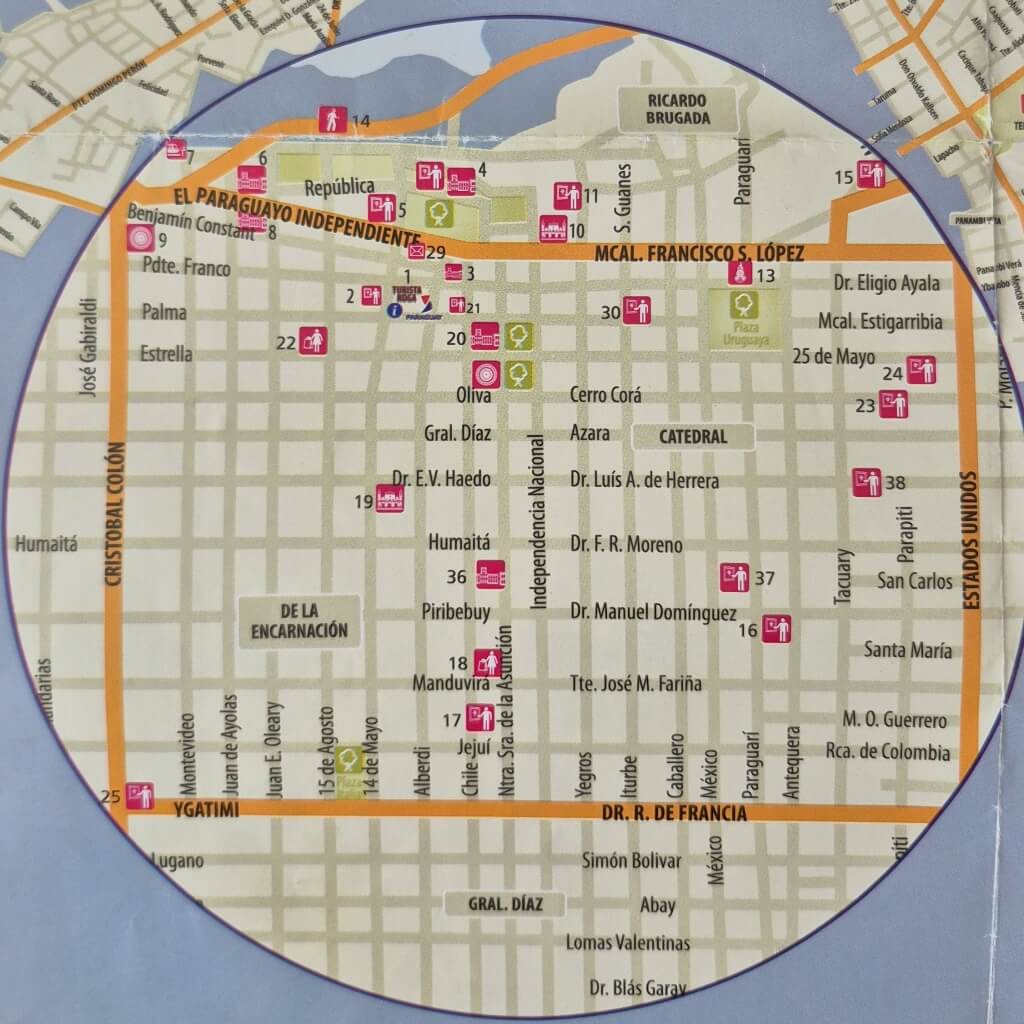 Mapa do Centro Histórico de Assunção