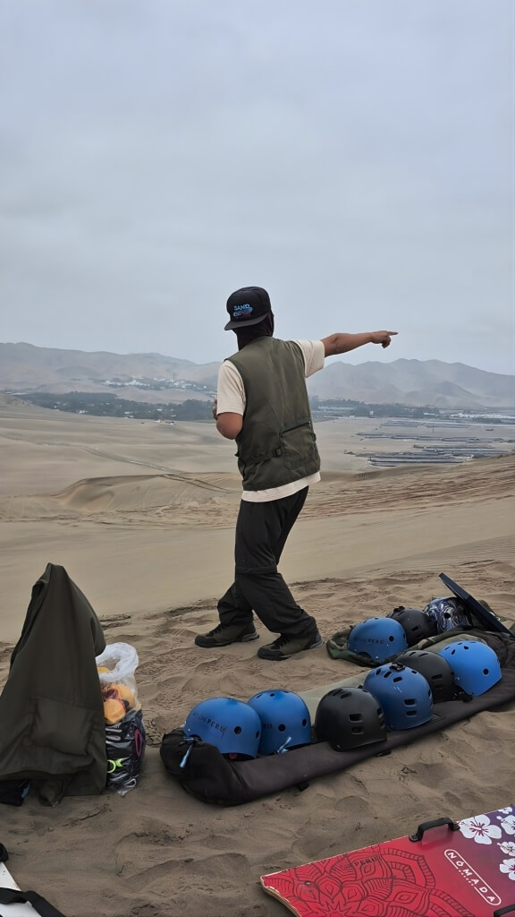 Orientações de segurança no sandoboard Deserto de Chilca