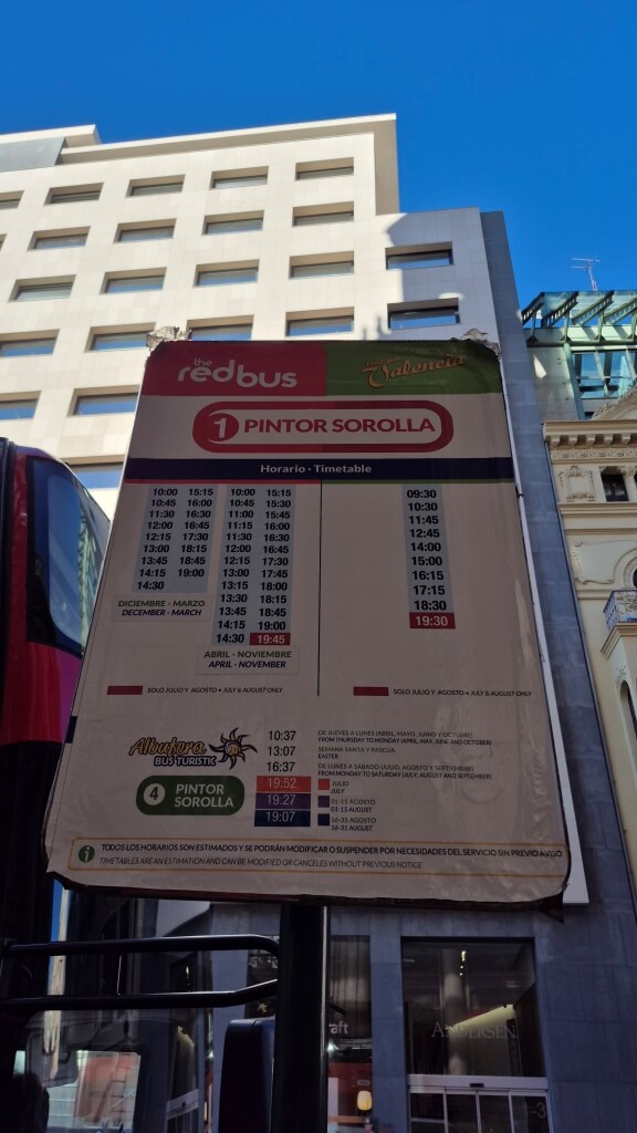 ônibus turístico de Valência